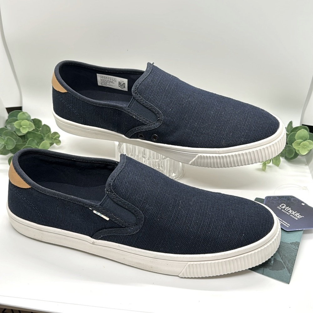 Toms Baja Slip On Navy Heritage Canvas loafers sneakers-Size 7.5 NW0T